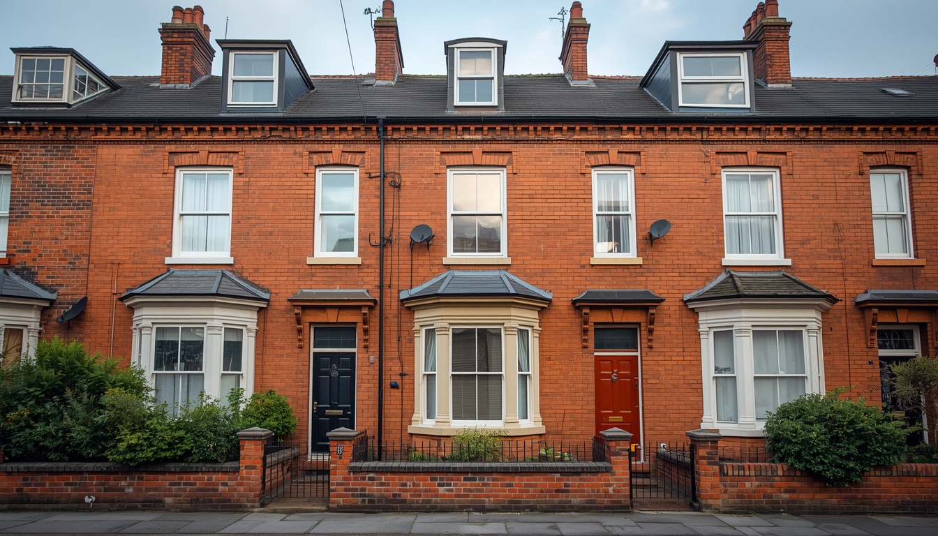 Victorian red-brick terraced houses in Broughton, Salford — Drylining services in Broughton, M7 postcodes